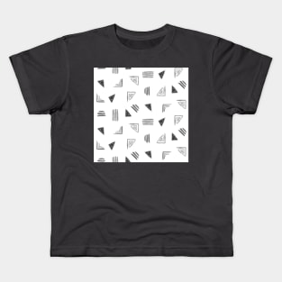 Black and White Miniprint Triangles Kids T-Shirt